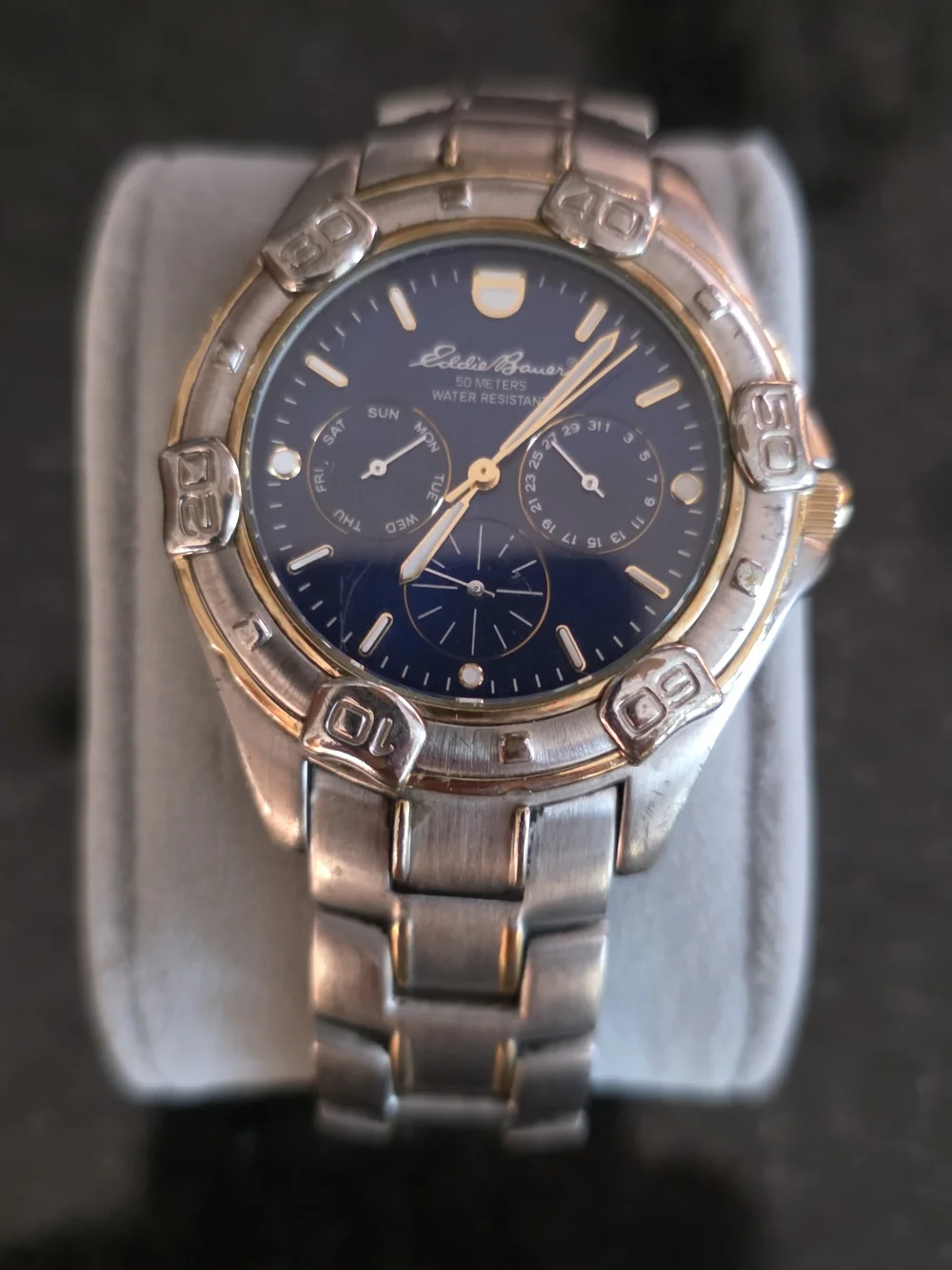 Eddie Bauer Silver and Blue Multifunction Men's Watch